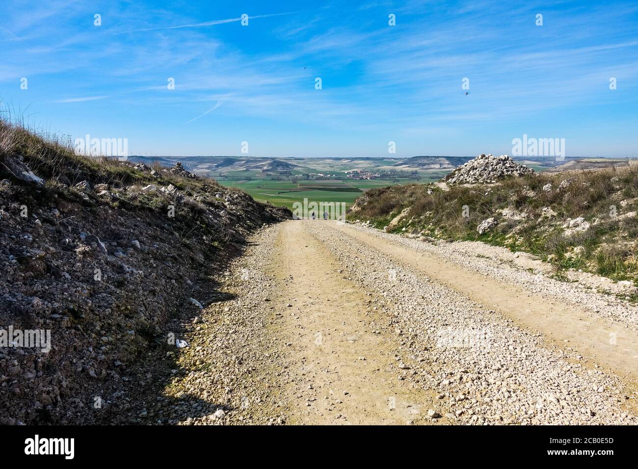 Lonley countyside way on the french Way of `Camino de Santiago` in Winter 2020. Stock Photo